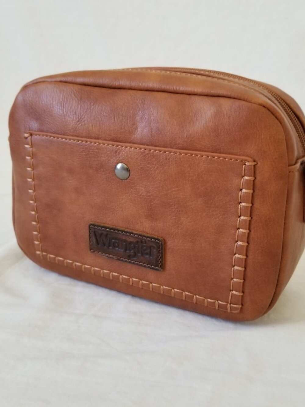 NWT! Wrangler Brown Faux Leather Purse Shoulder Crossbody Bag w/Detachable Strap - Picture 3 of 13